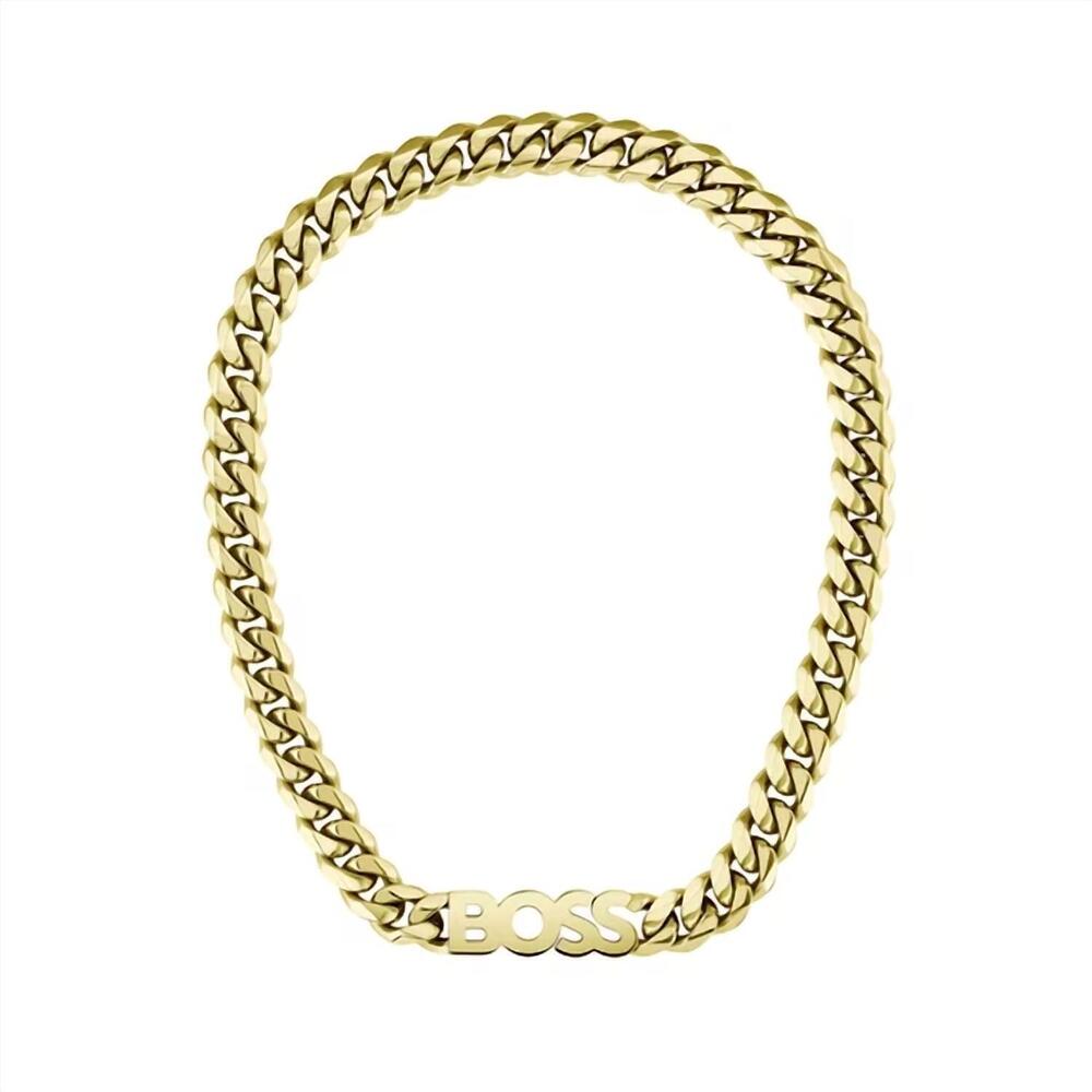 NEW HUGO BOSS men's kassy boss chain necklace in gold